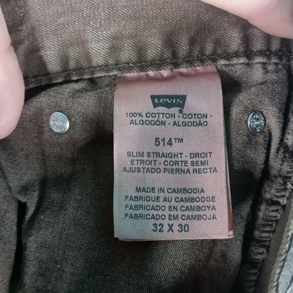 Levis 514 Jeans Mens 32x30 Brown Slim Straight Denim 5 Pocket Zip Fly (32x28.5) - Picture 3 of 12